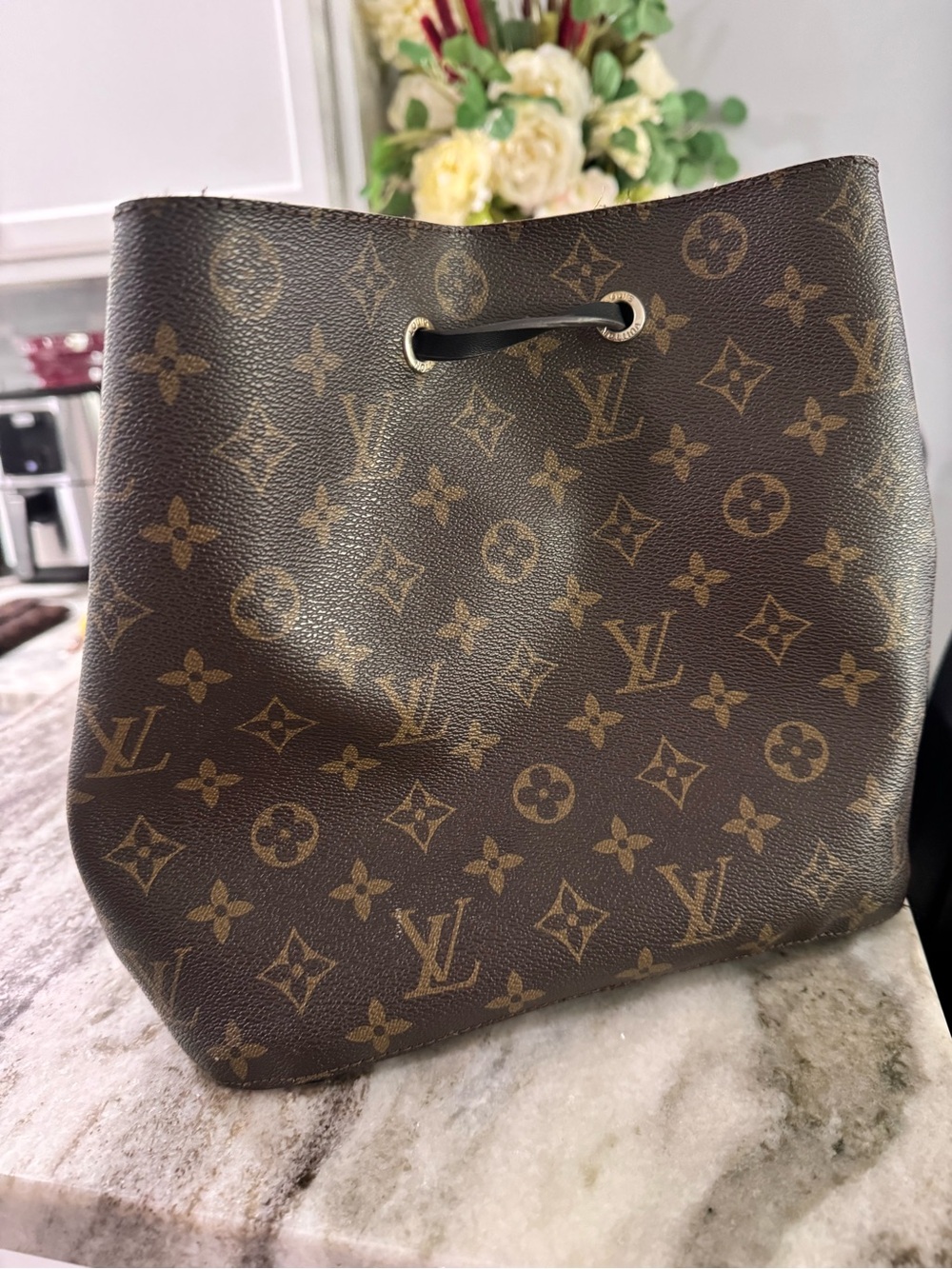 Monogram Drawstring Bucket Bag